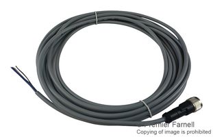 TELEMECANIQUE SENSORS XZCPV1141L5 Sensor Cable, M12 Receptacle, Free End, 4 Positions, 5 m, 16.4 ft, XZ Series