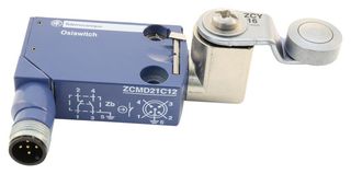 TELEMECANIQUE SENSORS XCMD2116C12 Limit Switch, Roller Lever, SPST-NO, SPST-NC, 3 A, 50 V, 0.1 N, OsiSense XC Series