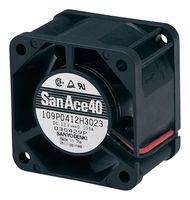 SANYO DENKI 109P0412G3013 DC Axial Fan, 12 V, Square, 40 mm, 28 mm, Ball Bearing, 14.8 CFM