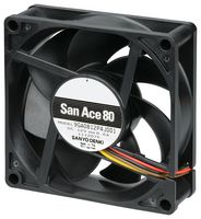 SANYO DENKI 9GA0824P4J001 DC Axial Fan, 24 V, Square, 80 mm, 25 mm, Ball Bearing, 73 CFM