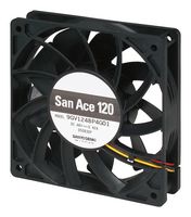 SANYO DENKI 9GV1212P4G01 DC Axial Fan, 12 V, Square, 120 mm, 25 mm, Ball Bearing, 171 CFM