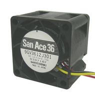 SANYO DENKI 9GV3612P3J03 DC Axial Fan, 12 V, Square, 36 mm, 28 mm, Ball Bearing, 19.4 CFM