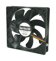 SANYO DENKI 9S1212M401 DC Axial Fan, 12 V, Square, 120 mm, 25 mm, Ball Bearing, 58.6 CFM