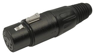 CLIFF ELECTRONIC COMPONENTS FC6166 XLR Connector, Socket Female, 5 Contacts, Plug, Cable Mount, Silver Plated Contacts, Zinc Body