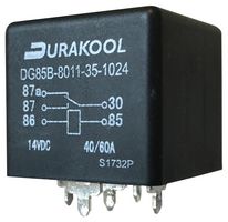 DURAKOOL DG85B-8011-96-1024-M1DR Automotive Relay, 24 VDC, 60 A, SPDT, Panel Mount, Quick Connect, DG85B Series