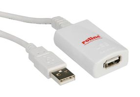 ROLINE 12.04.1088 USB Cable, Type A Plug to Type A Receptacle, 5 m, 16.4 ft, USB 2.0, White