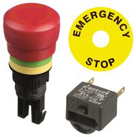 APEM A01ES-DF2+A0154B-D+A01YL1 Emergency Stop Switch, DPST-NC, Twist to Release, Quick Connect, Solder, 6 A, 250 V
