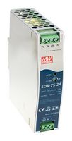 MEAN WELL SDR-75-24 AC/DC DIN Rail Power Supply (PSU), ITE, 1 Output, 76.8 W, 24 VDC, 3.2 A