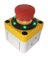 APEM A02ESI3B102IX0+PEA01+QH22L28RGC Emergency Stop Switch, DPST-NC, On-Off, 10 A, 24 V, 24 V