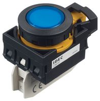 IDEC CW1P-1EQM4S LED Panel Mount Indicator, Blue, 240 VAC, 22 mm, 18 mA, IP65, IP66, NEMA 4X