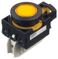 IDEC CW1P-1EQM4Y LED Panel Mount Indicator, Yellow, 240 VAC, 22 mm, 18 mA, IP65, IP66, NEMA 4X