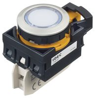 IDEC CW4P-1EQM4PW LED Panel Mount Indicator, White, 240 VAC, 22 mm, 18 mA, IP65, IP66, NEMA 4X