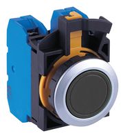 IDEC CW4B-A1E10B Industrial Pushbutton Switch, Flush Silhouette, CW Series, 22.3 mm, SPST-NO, Maintained, Flush
