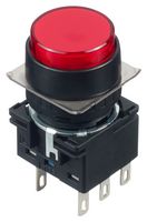 IDEC LB1B-A1T6LR Industrial Pushbutton Switch, LB Series, 16 mm, DPDT, Maintained, Round, Red