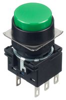 IDEC LB1B-M1T6G Industrial Pushbutton Switch, LB Series, 16 mm, DPDT, Momentary, Round, Green
