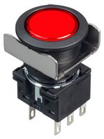 IDEC LB6B-M1T6LR Industrial Pushbutton Switch, Flush Silhouette, LB Series, 18.2 mm, DPDT, Momentary, Round, Red