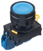 IDEC YW1B-M1E10S Industrial Pushbutton Switch, YW Series, 22.3 mm, SPST-NO, Momentary, Flush, Blue