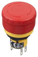 IDEC XA1E-BV3U02TR Emergency Stop Switch, DPST-NC, Push-Pull, Quick Connect, Solder, 3 A, 250 V