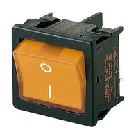 MARQUARDT 01805.7104-03 Rocker Switch, On-Off, DPST, Non Illuminated, Panel Mount, Orange, 1800 Series