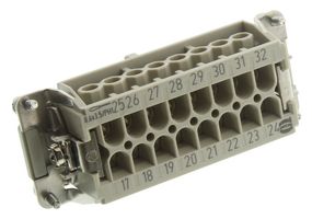 HARTING 09330162711 Heavy Duty Connector, Han E, Insert, 32 Contacts, 32B, Receptacle, Screw Socket