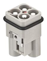 HARTING 09120033051 Heavy Duty Connector, Han Q, Insert, 3+PE Contacts, 3A, Plug, Crimp Pin - Contacts Not Supplied