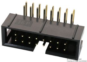MULTICOMP PRO MC-254-16-00-RA-DIP Pin Header, Wire-to-Board, 2.54 mm, 2 Rows, 16 Contacts, Through Hole Right Angle, MC 254