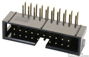 MULTICOMP PRO MC-254-20-00-RA-DIP Pin Header, Wire-to-Board, 2.54 mm, 2 Rows, 20 Contacts, Through Hole Right Angle, MC 254