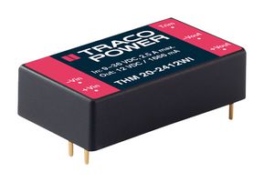 TRACO POWER THM 20-2412WI Isolated Through Hole DC/DC Converter, Medical, DIP, 4:1, 20 W, 1 Output, 12 V