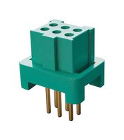 HARWIN G125-FV10605L0P PCB Receptacle, Black / Green, Wire-to-Board, 1.25 mm, 2 Rows, 6 Contacts, Through Hole Mount