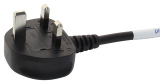 MULTICOMP PRO GW-151681 Mains Power Cord, With 10A Fuse, BS 1363A Plug to Free End, 3 m, 10 A, 250 VAC, Black