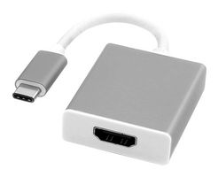 ROLINE 12.03.3210 Convertor, USB, Type C to HDMI and USB Type C Receptacle, 0.1m Cable, Portable, Silver