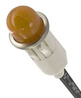 VCC / VISUAL COMMUNICATIONS COMPANY 1050A3 Neon Indicator, Non-Relampable, 125 VAC, Wire Leaded, Amber, 12.7 mm, Dome