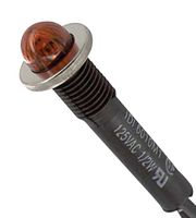 VCC / VISUAL COMMUNICATIONS COMPANY 6010M1 Neon Indicator, Non-Relampable, 125 VAC, Wire Leaded, Red, 9.65 mm, Dome
