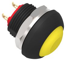 TE CONNECTIVITY - ALCOSWITCH PB7B2FM5M1CAL00 Industrial Pushbutton Switch, Subminiature, PB7 Series, 13.6 mm, SPST-NC, On-(Off), Flat, Yellow