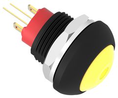 TE CONNECTIVITY - ALCOSWITCH PB6B2FM5M1CAL05 Industrial Pushbutton Switch, Subminiature, PB6 Series, 13.6 mm, SPST-NO, Off-(On), Flat, Yellow