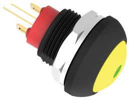 TE CONNECTIVITY - ALCOSWITCH PB6B2FM5M1CAL06 Industrial Pushbutton Switch, Subminiature, PB6 Series, 13.6 mm, SPST-NO, Off-(On), Flat, Yellow