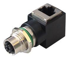 BULGIN LIMITED PXMBNI12RAF08XRJM16 Connector Adapter, M12, 8 Ways, Receptacle, RJ45, 8 Ways, Jack