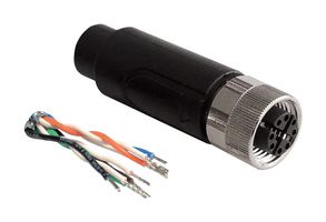 BULGIN LIMITED PXPTPU12FBF08XCL030PU Sensor Cable, Cat6a, M12 Receptacle, Free End, 8 Positions, 3 m, 9.8 ft