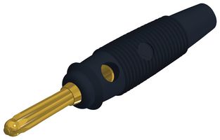 HIRSCHMANN TEST AND MEASUREMENT 930727700 Banana Test Connector, Plug, Cable Mount, 30 A, 60 VDC, Gold Plated Contacts, Black