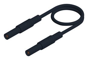 HIRSCHMANN TEST AND MEASUREMENT 934076100 Banana Test Lead, 4mm Banana Plug, Shrouded, 4mm Banana Plug, Shrouded, 6.6 ft, 2 m, Black, 16 A