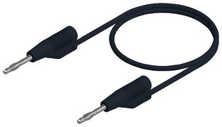 HIRSCHMANN TEST AND MEASUREMENT 938110100 Banana Test Lead, 2mm Stackable Banana Plug, 2mm Stackable Banana Plug, 3.9 ", 99 mm, Black, 6 A