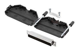AMPHENOL COMMUNICATIONS SOLUTIONS L17DPPK37-BK+L717SDC37P D Sub Connector, With Backshell, DB37, Standard, Plug, L17DPPK-BK, 37 Contacts, DC, Solder Cup