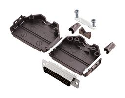 AMPHENOL COMMUNICATIONS SOLUTIONS L17DPPK25-BK+L717HDB44P D Sub Connector, With Backshell, HD44, High Density, Plug, L17DPPK-BK, 44 Contacts, DB, Solder Cup