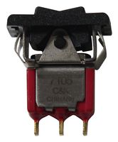 C&K COMPONENTS 7105J51ZBE22 Rocker Switch, Miniature, (On)-Off-(On), SPDT, Non Illuminated, Panel Mount, Black, 7000 Series