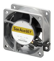 SANYO DENKI 9GT0624P4G001 DC Axial Fan, High Temp Range, 24 V, Square, 60 mm, 25 mm, Ball Bearing, 44.5 CFM