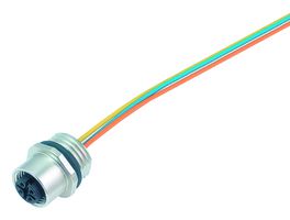 BINDER 76-0236-0011-00404-0200 Sensor Cable, M12 Receptacle, Free End, 4 Positions, 200 mm, 7.9 ", 876 Series