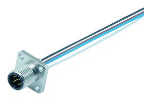 BINDER 76-0931-0111-00004-0200 Sensor Cable, M12 Plug, Free End, 4 Positions, 200 mm, 7.9 ", 763 Series