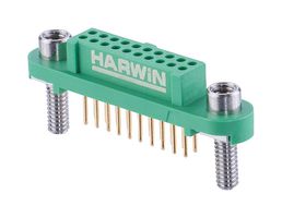 HARWIN G125-FV12005F3P PCB Receptacle, Black / Green, Wire-to-Board, 1.25 mm, 2 Rows, 20 Contacts, Through Hole Mount
