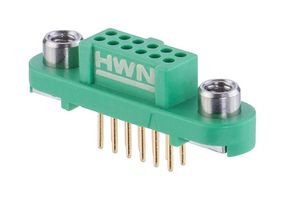HARWIN G125-FV11205F2P PCB Receptacle, Black / Green, Wire-to-Board, 1.25 mm, 2 Rows, 12 Contacts, Through Hole Mount