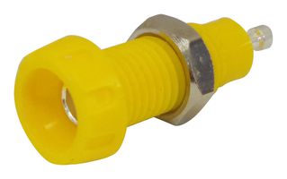 DELTRON COMPONENTS 551-0700 Banana Test Connector, Jack, Panel Mount, 10 A, 50 V, Silver Plated Contacts, Yellow